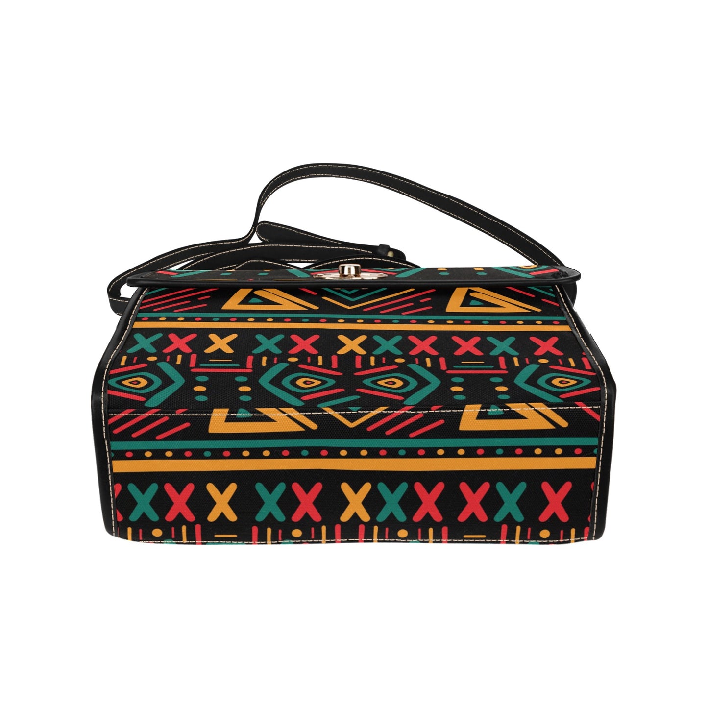 Black Multicolor African Print Handbag