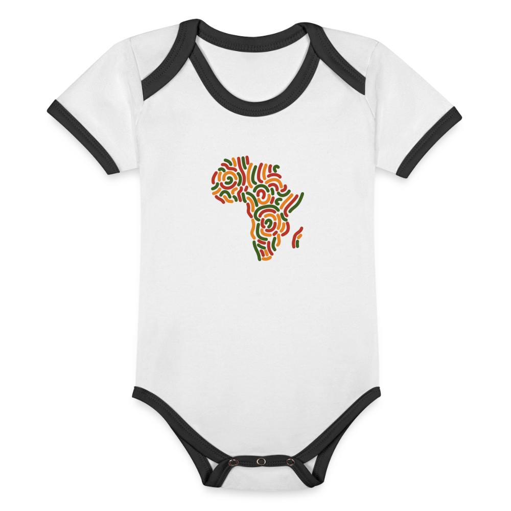 Organic Contrast Short Sleeve Africa Alaina Logo Baby Bodysuit - white/black