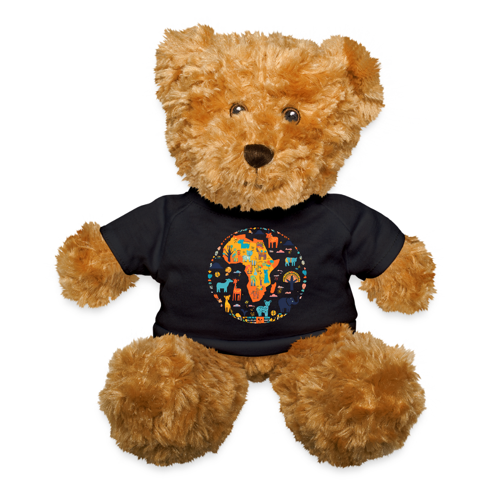 Plush Teddy Bear with African Animals T-Shirt - black
