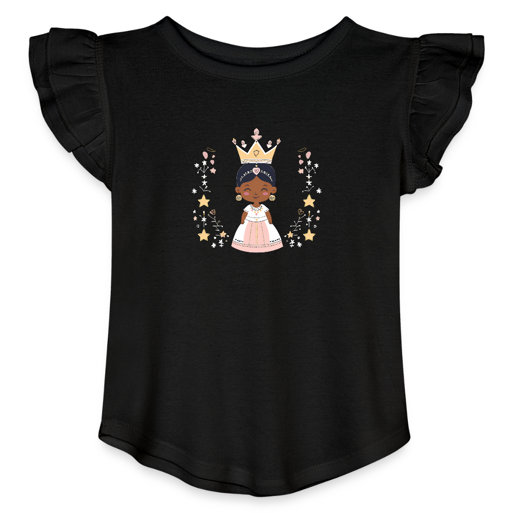 Toddler Girls African Princess Flutter T-shirt - black