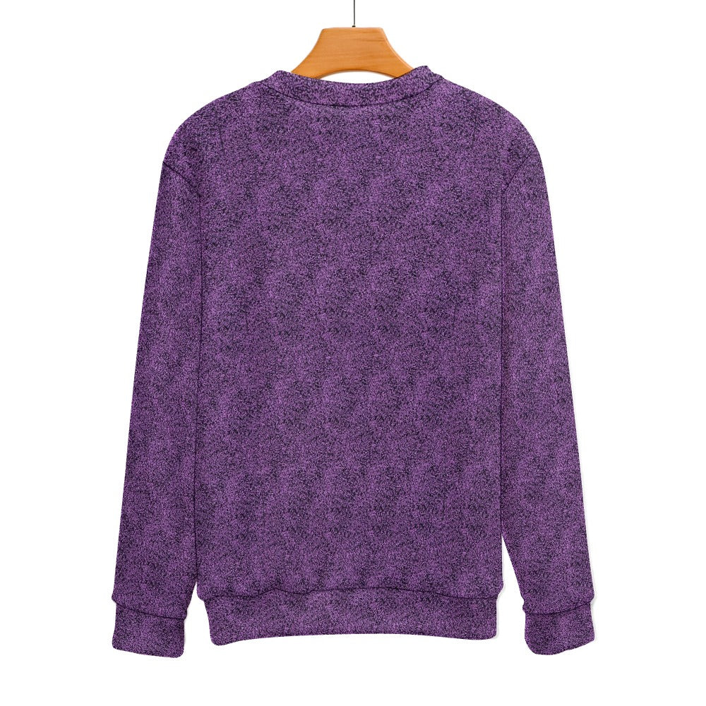 Men's Purple & Black Pattern Crew Neck Sweater