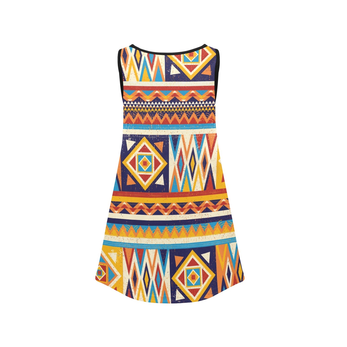 Multicolor African Geometric Pattern Sleeveless Dress