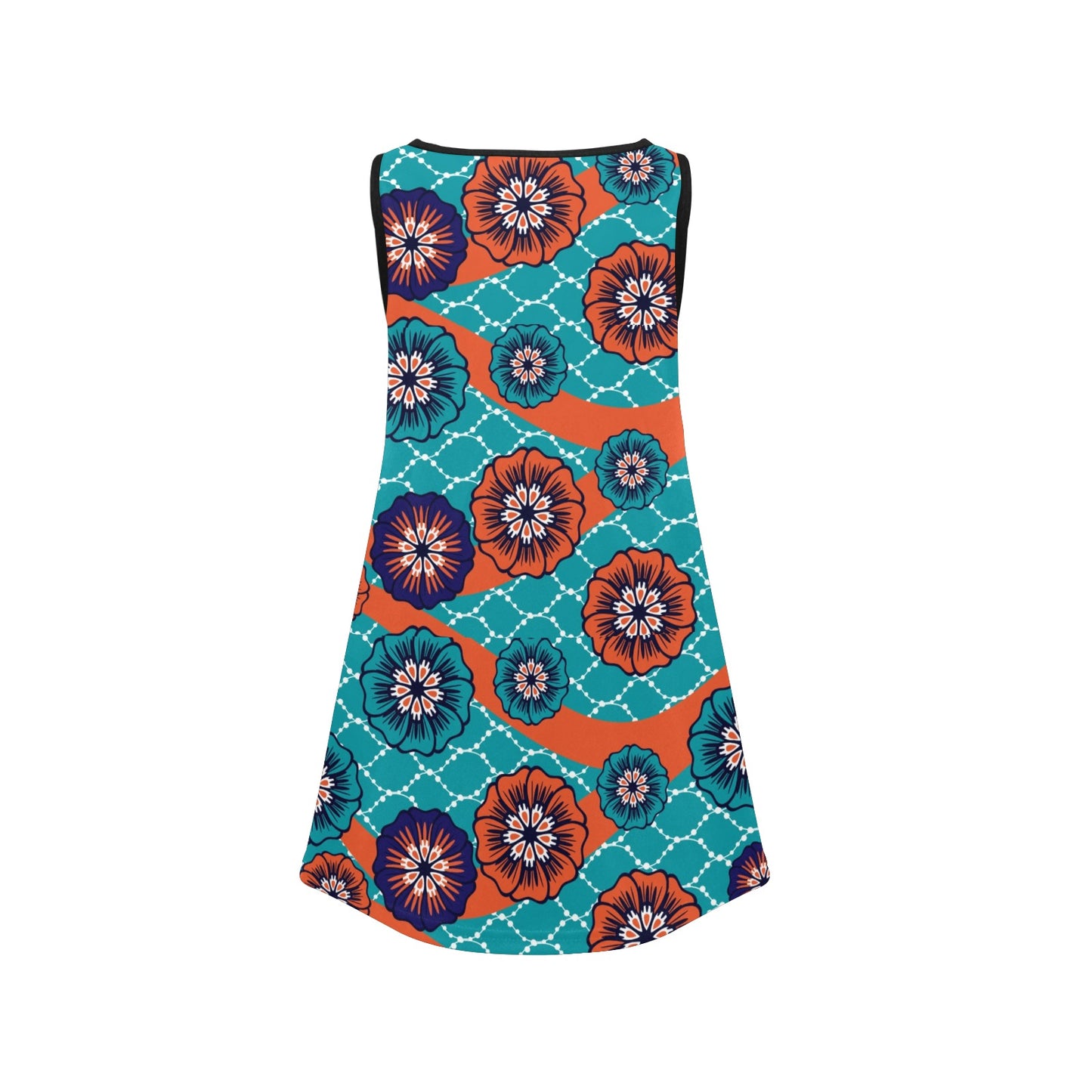 Orange & Green Ankara Pattern Girl's Sleeveless Dress