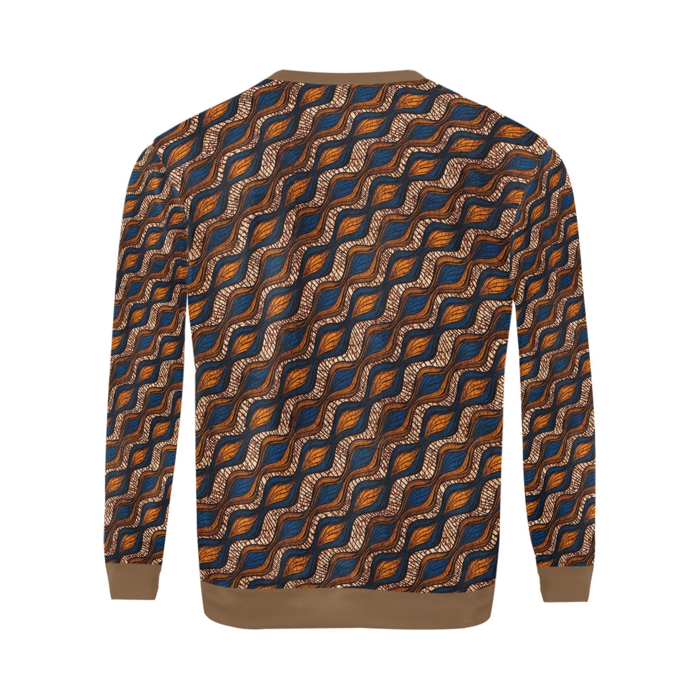 Men's Blue and Brown Ankara Waves Pattern Sweatshirt
