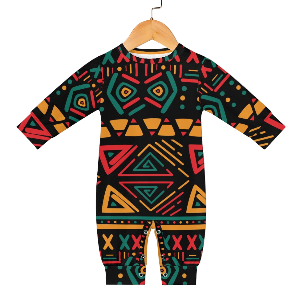 Green, Red, Yellow Traditional African Pattern Baby Jumpsuit
