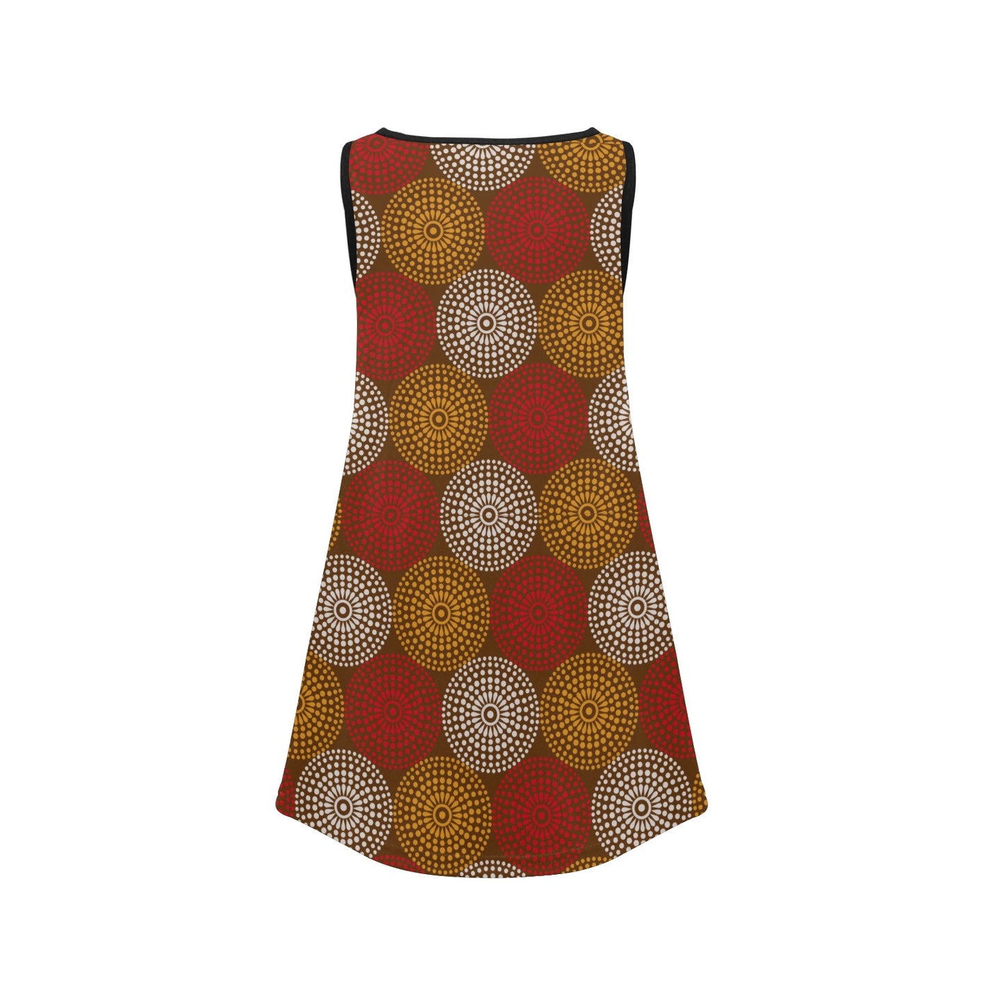 Maroon Ankara Wheel Pattern Sleeveless Dress