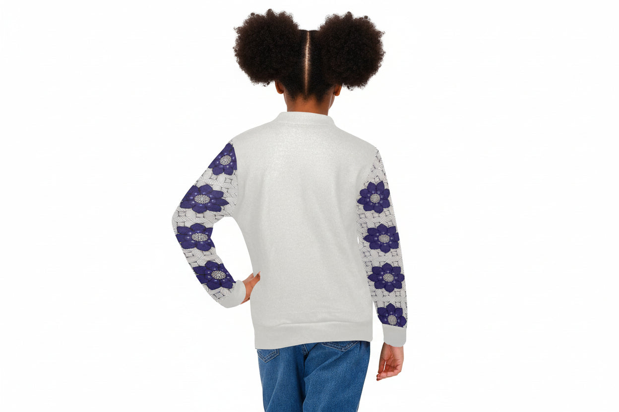 Children's Blue and Grey Ankara Pattern Sweatshirt