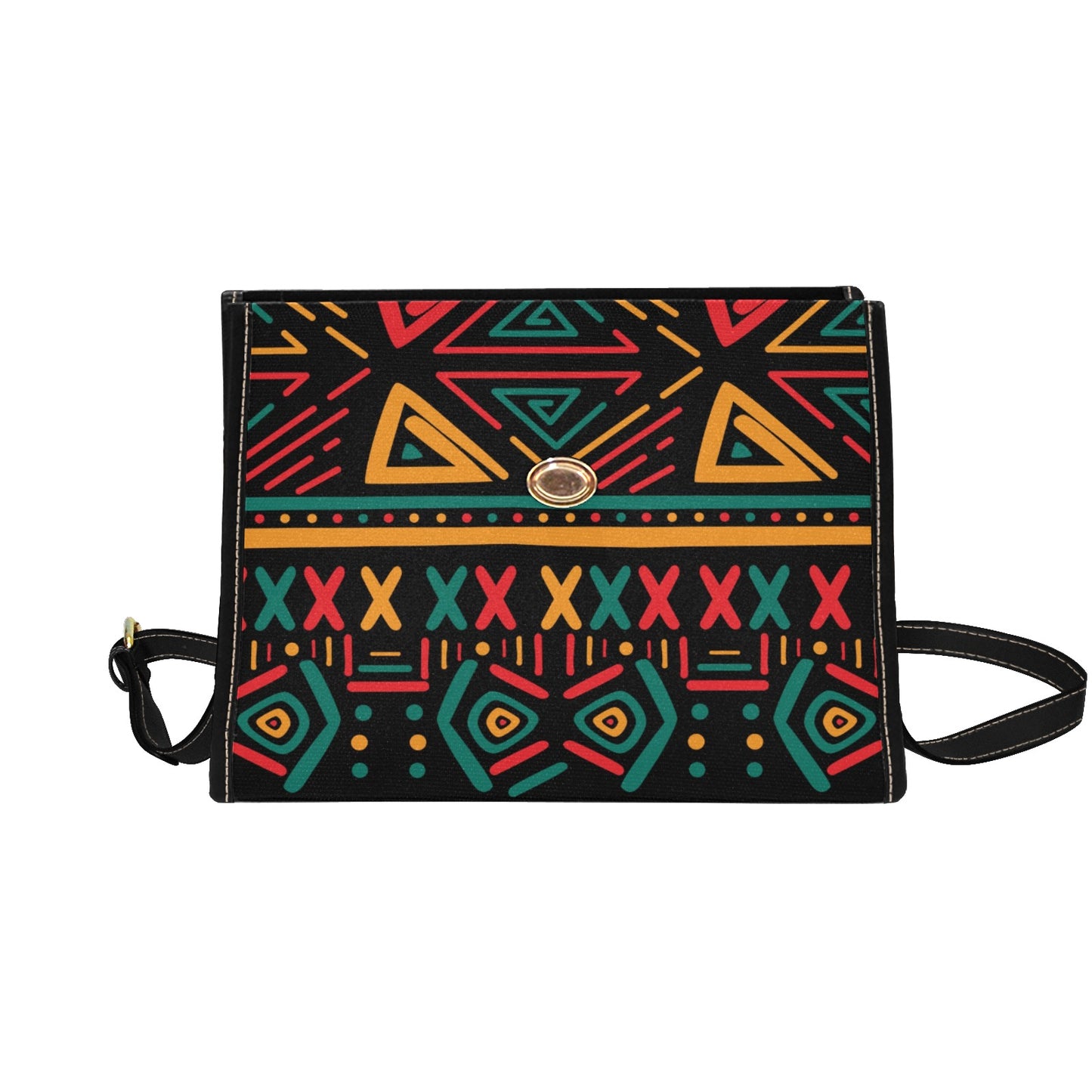 Black Multicolor African Print Handbag