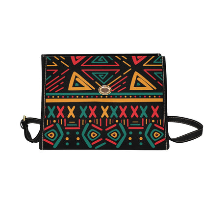 Black Multicolor African Print Handbag