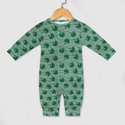 Dark Green Waves Ankara Pattern Baby Jumpsuit