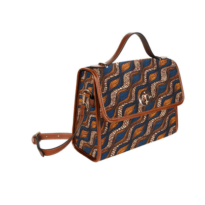 Blue & Brown Ankara Waves Pattern Handbag