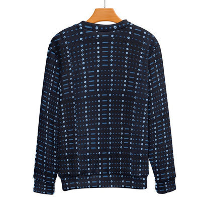 Men's Blue Geometric African Print Crew Neck Sweater