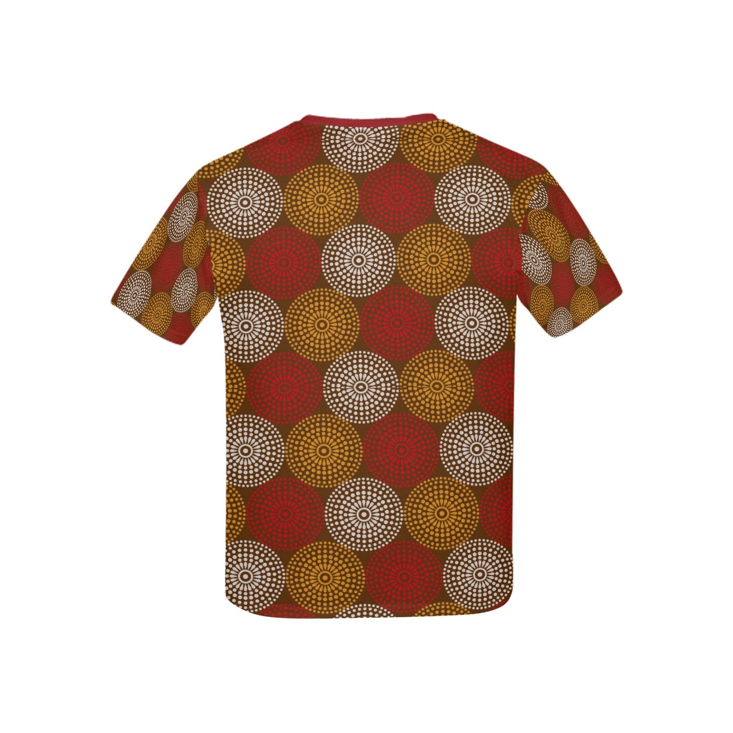 Children's Maroon Ankara Wheel Pattern T-shirt