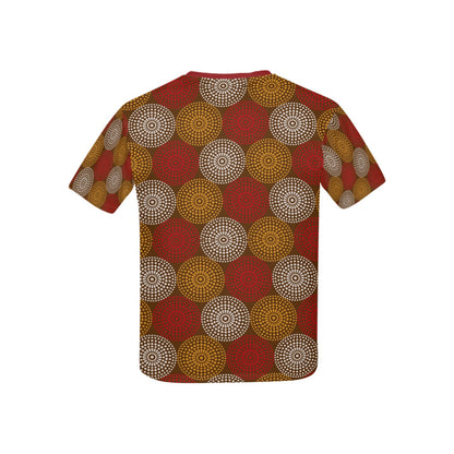 Children's Maroon Ankara Wheel Pattern T-shirt