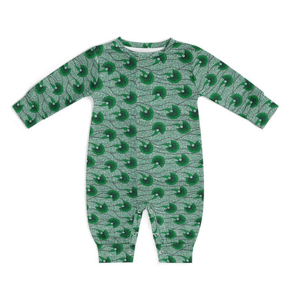 Dark Green Waves Ankara Pattern Baby Jumpsuit