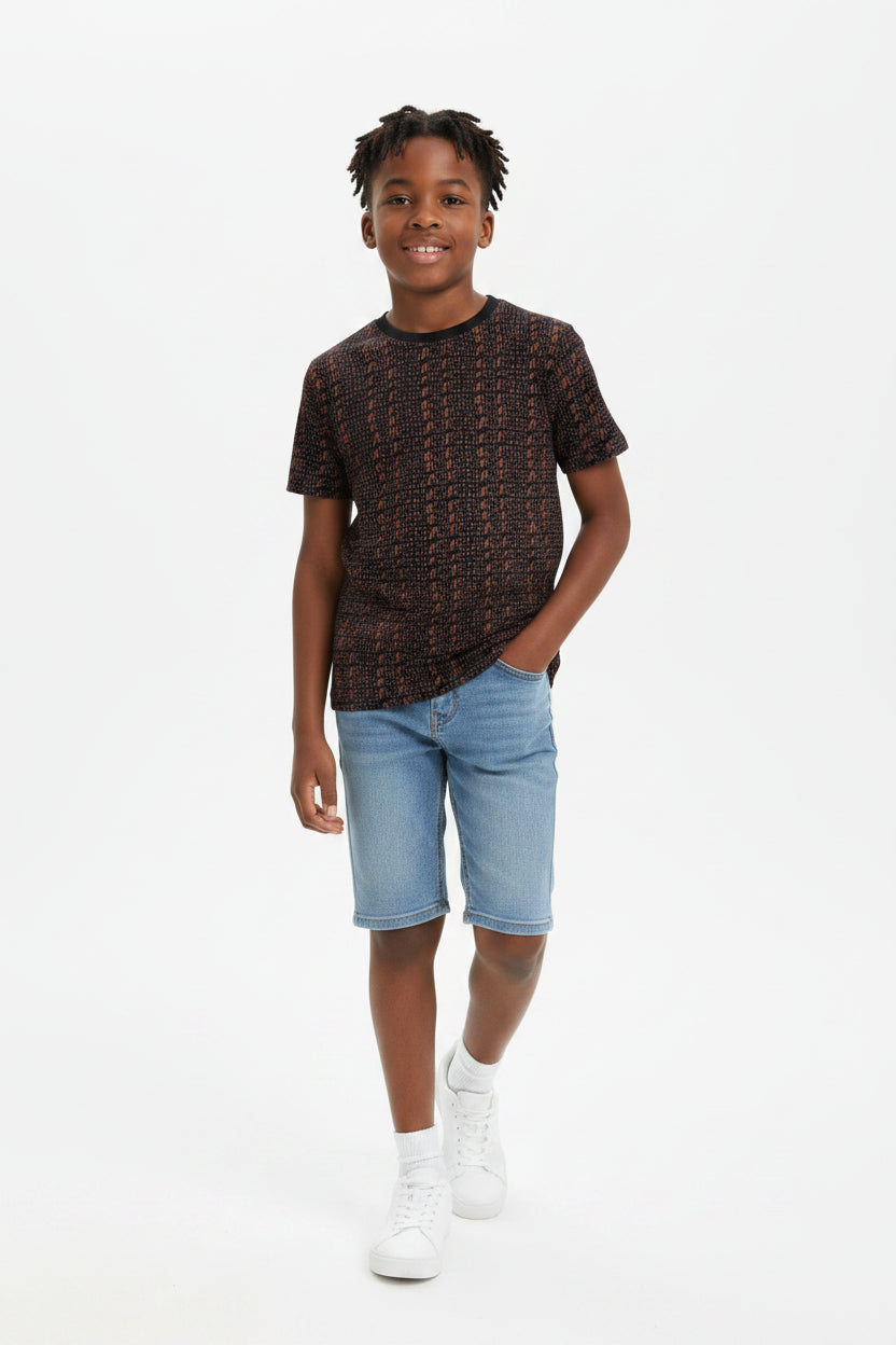 Children's Black & Brown African Print T-shirt