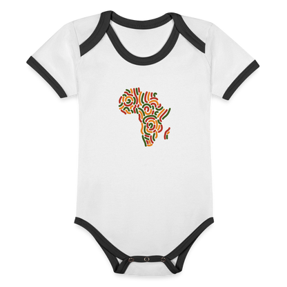 Organic Contrast Short Sleeve Africa Alaina Logo Baby Bodysuit - white/black
