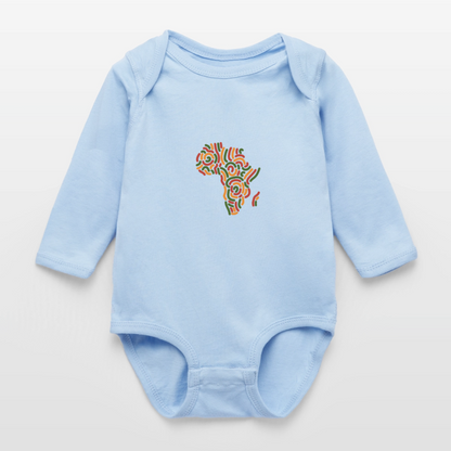 Alaina Africa Logo Long Sleeve Baby Bodysuit - light blue