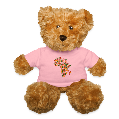 Plush Teddy Bear with Africa Alaina Logo T-Shirt - petal pink