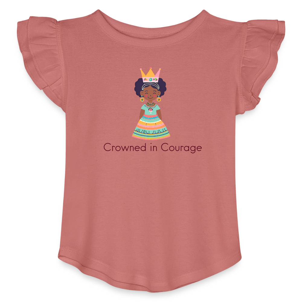 Toddler Girls Flutter T-shirt African Princess Crowned in Courage - mauve