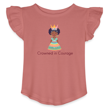 Toddler Girls Flutter T-shirt African Princess Crowned in Courage - mauve