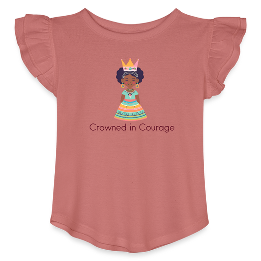 Toddler Girls Flutter T-shirt African Princess Crowned in Courage - mauve
