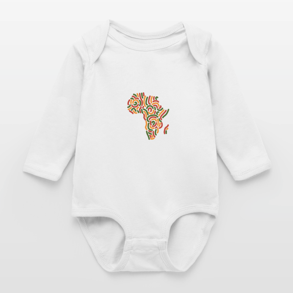 Alaina Africa Logo Long Sleeve Baby Bodysuit - white