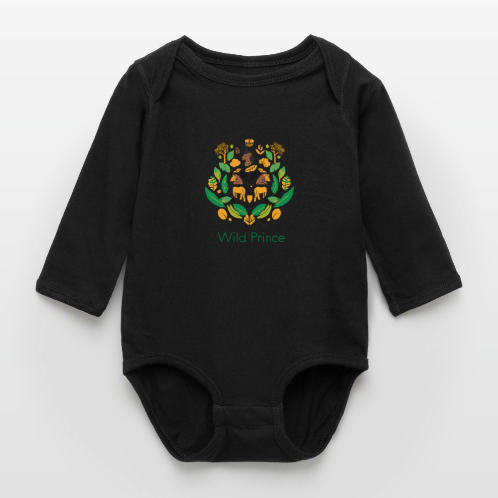 Wild Prince Long Sleeve Baby Bodysuit - black