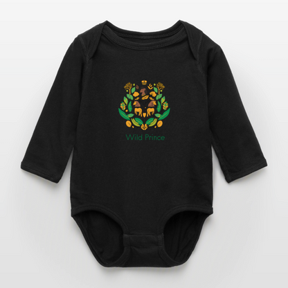 Wild Prince Long Sleeve Baby Bodysuit - black
