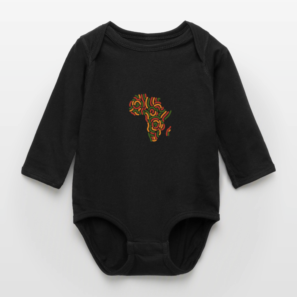 Alaina Africa Logo Long Sleeve Baby Bodysuit - black