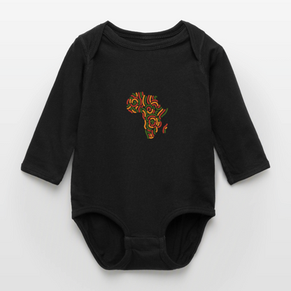 Alaina Africa Logo Long Sleeve Baby Bodysuit - black