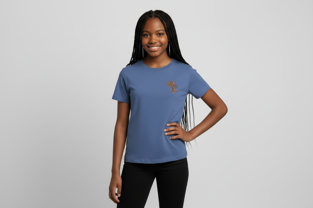 Children's Premium T-Shirt Block Color Alaina Africa Logo - stone blue 