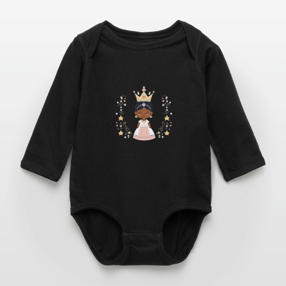 African Princess Long Sleeve Baby Bodysuit - black