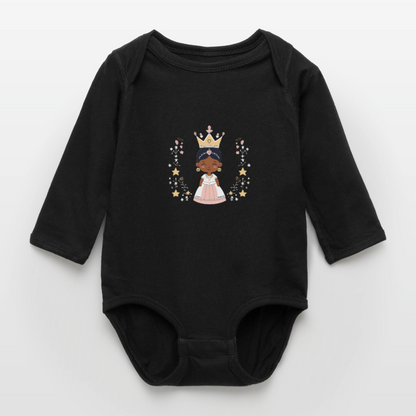 African Princess Long Sleeve Baby Bodysuit - black