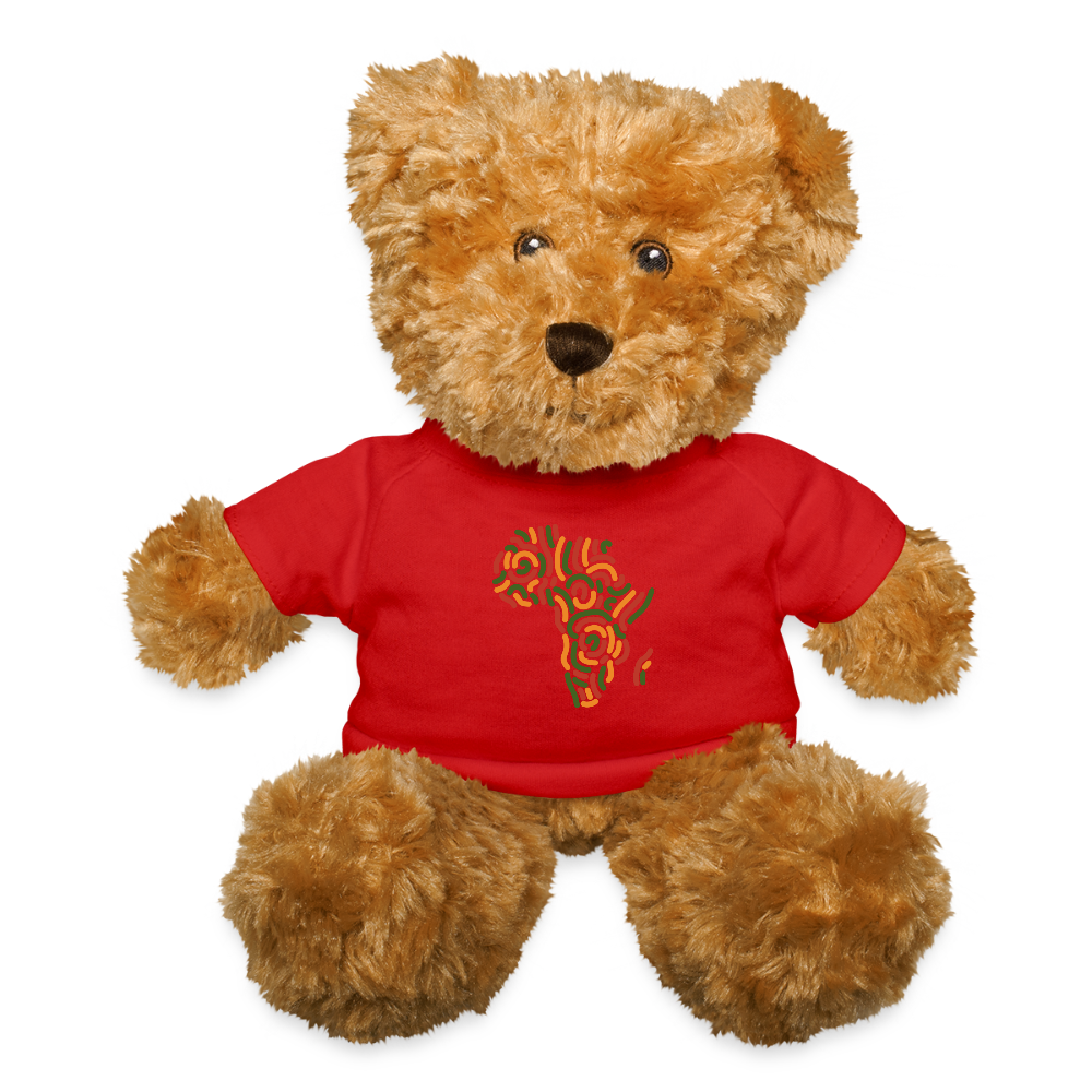 Plush Teddy Bear with Africa Alaina Logo T-Shirt - red