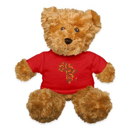 Plush Teddy Bear with Africa Alaina Logo T-Shirt - red