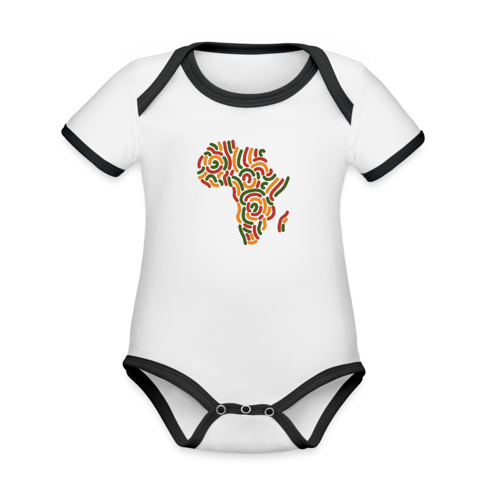 Organic Contrast Short Sleeve Africa Alaina Logo Baby Bodysuit - white/black