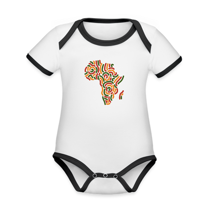 Organic Contrast Short Sleeve Africa Alaina Logo Baby Bodysuit - white/black