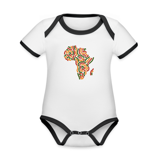 Organic Contrast Short Sleeve Africa Alaina Logo Baby Bodysuit - white/black