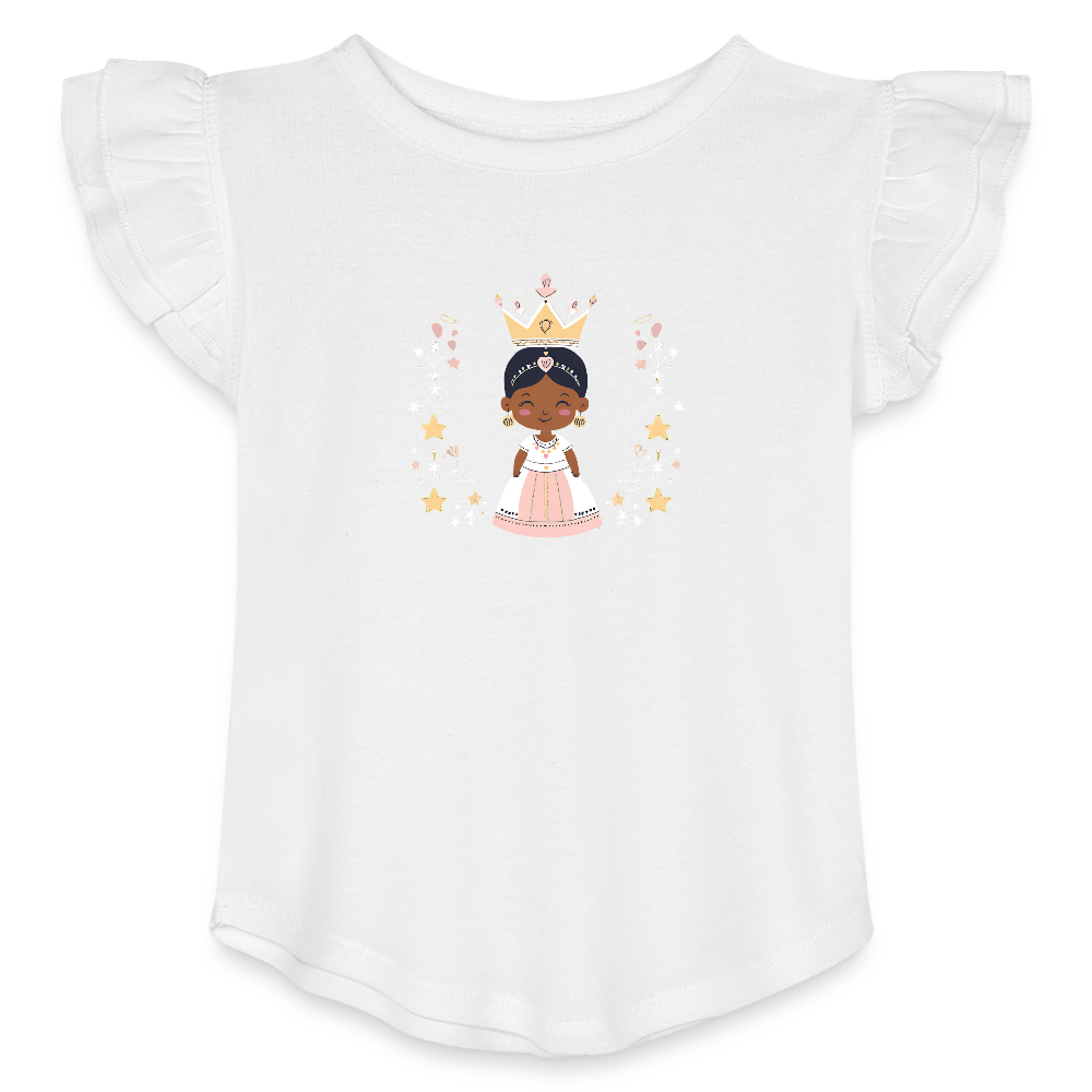 Toddler Girls African Princess Flutter T-shirt - white