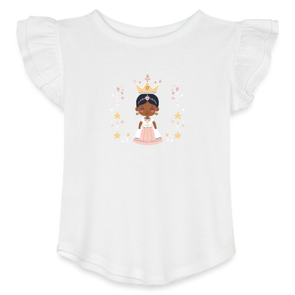 Toddler Girls African Princess Flutter T-shirt - white
