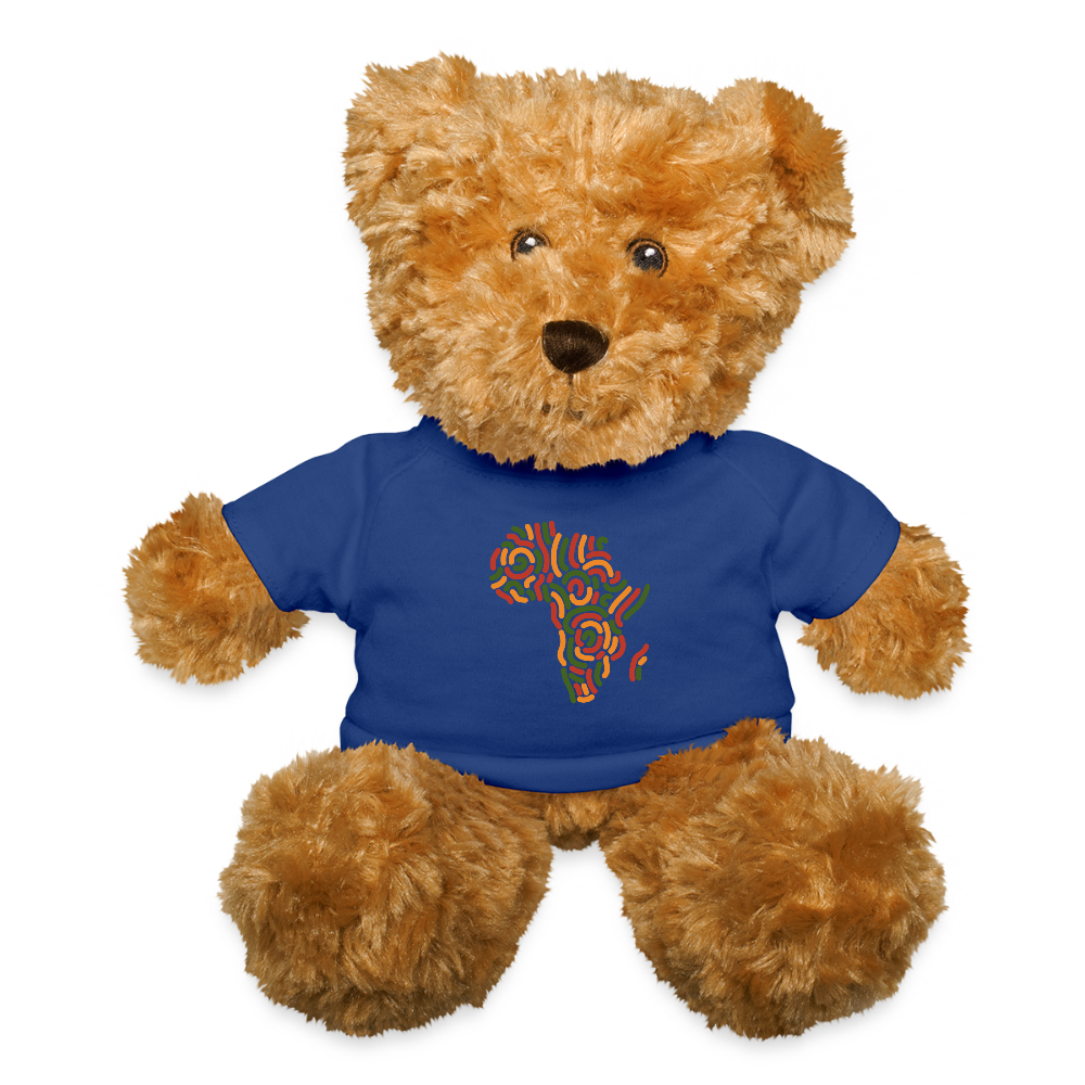 Plush Teddy Bear with Africa Alaina Logo T-Shirt - royal blue
