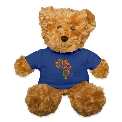 Plush Teddy Bear with Africa Alaina Logo T-Shirt - royal blue
