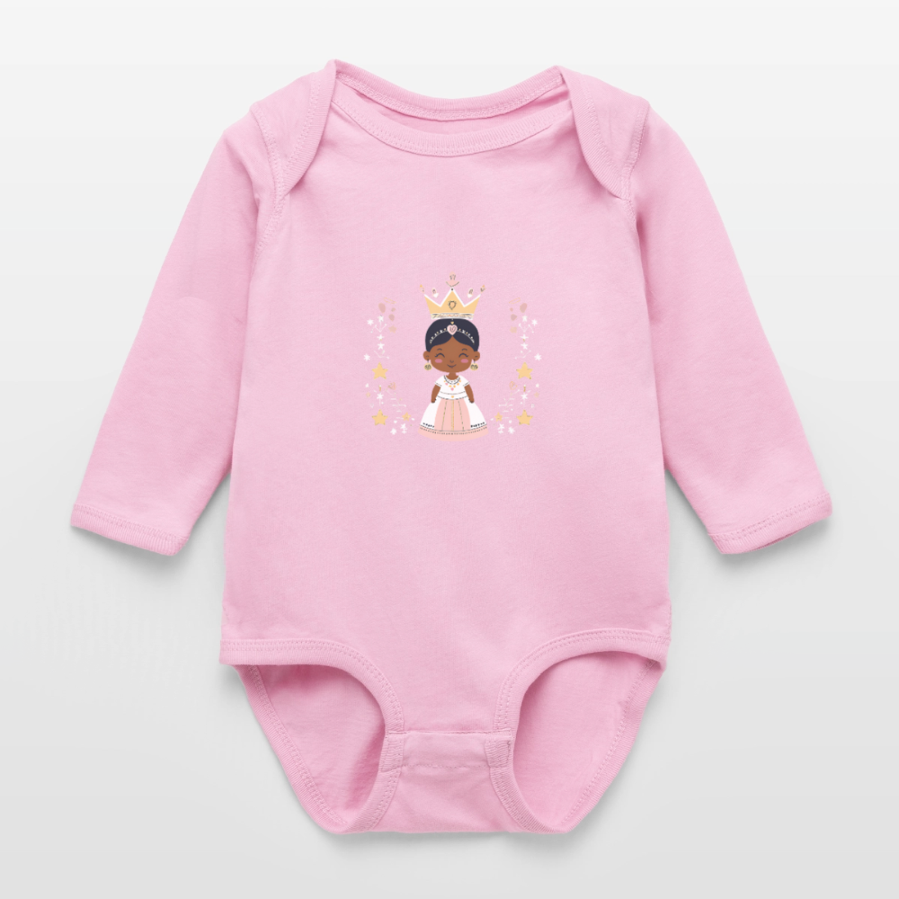 African Princess Long Sleeve Baby Bodysuit - light pink
