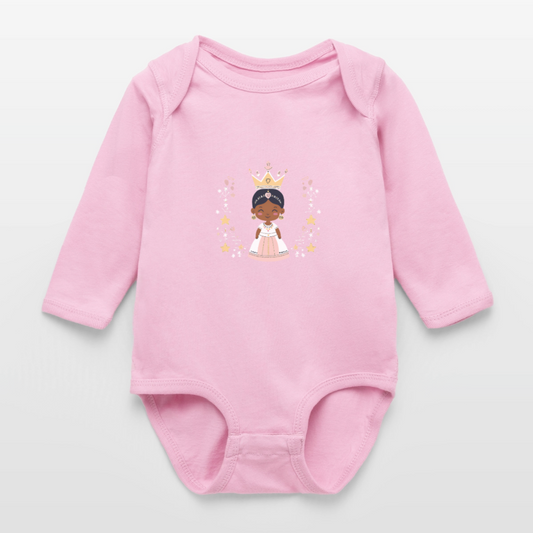 African Princess Long Sleeve Baby Bodysuit - light pink