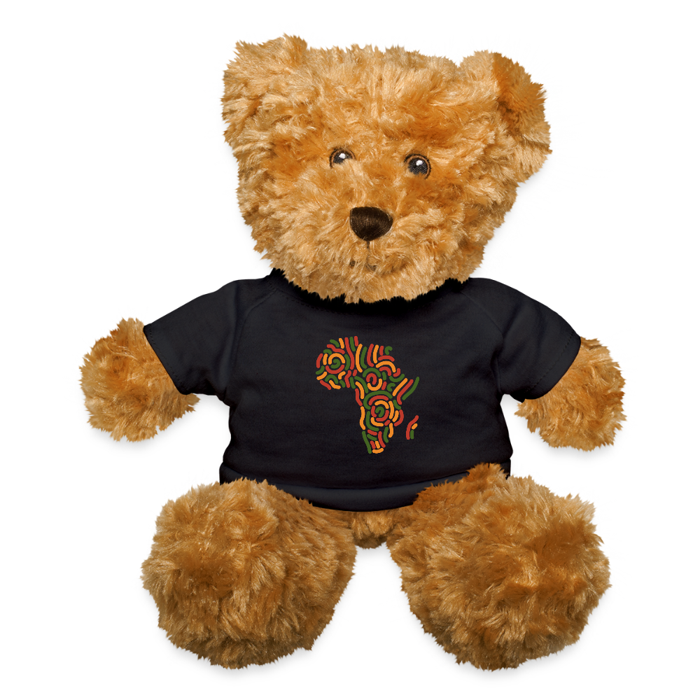 Plush Teddy Bear with Africa Alaina Logo T-Shirt - black