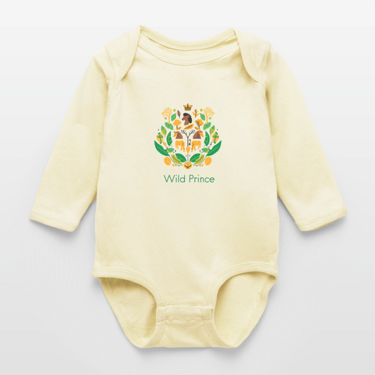 Wild Prince Long Sleeve Baby Bodysuit - natural