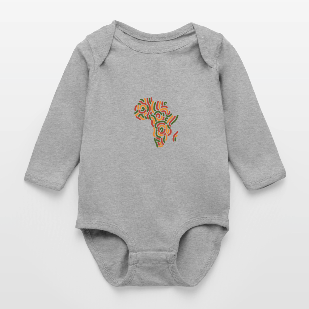 Alaina Africa Logo Long Sleeve Baby Bodysuit - heather gray