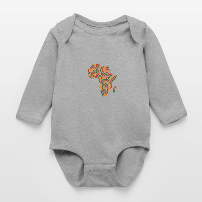 Alaina Africa Logo Long Sleeve Baby Bodysuit - heather gray