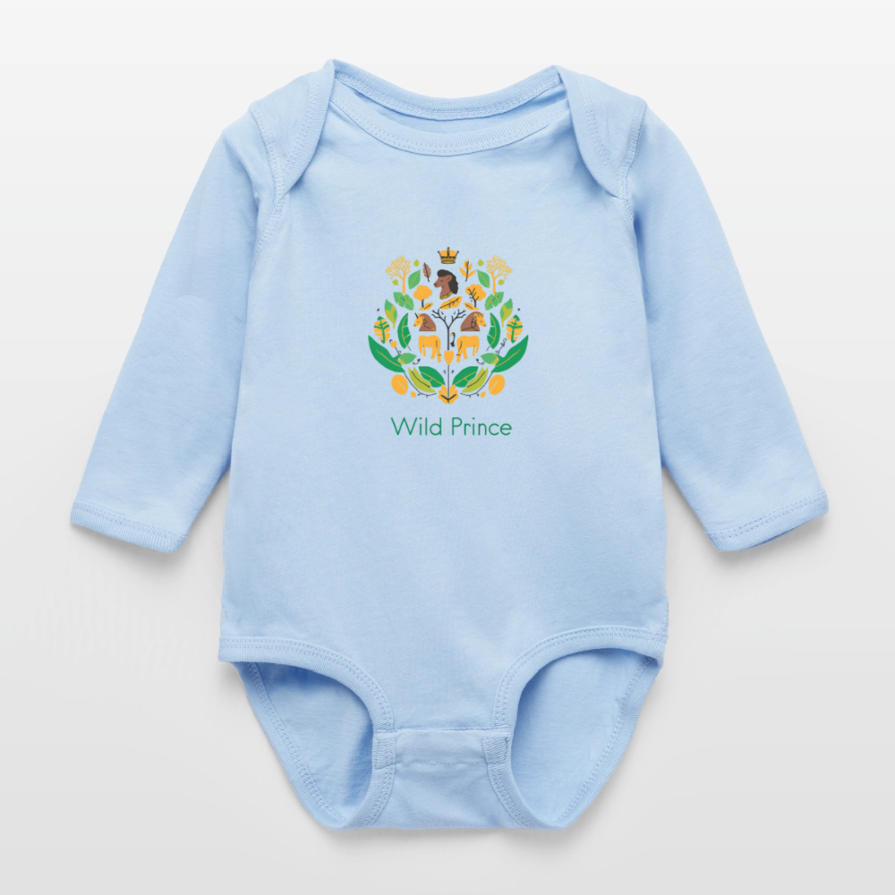 Wild Prince Long Sleeve Baby Bodysuit - light blue